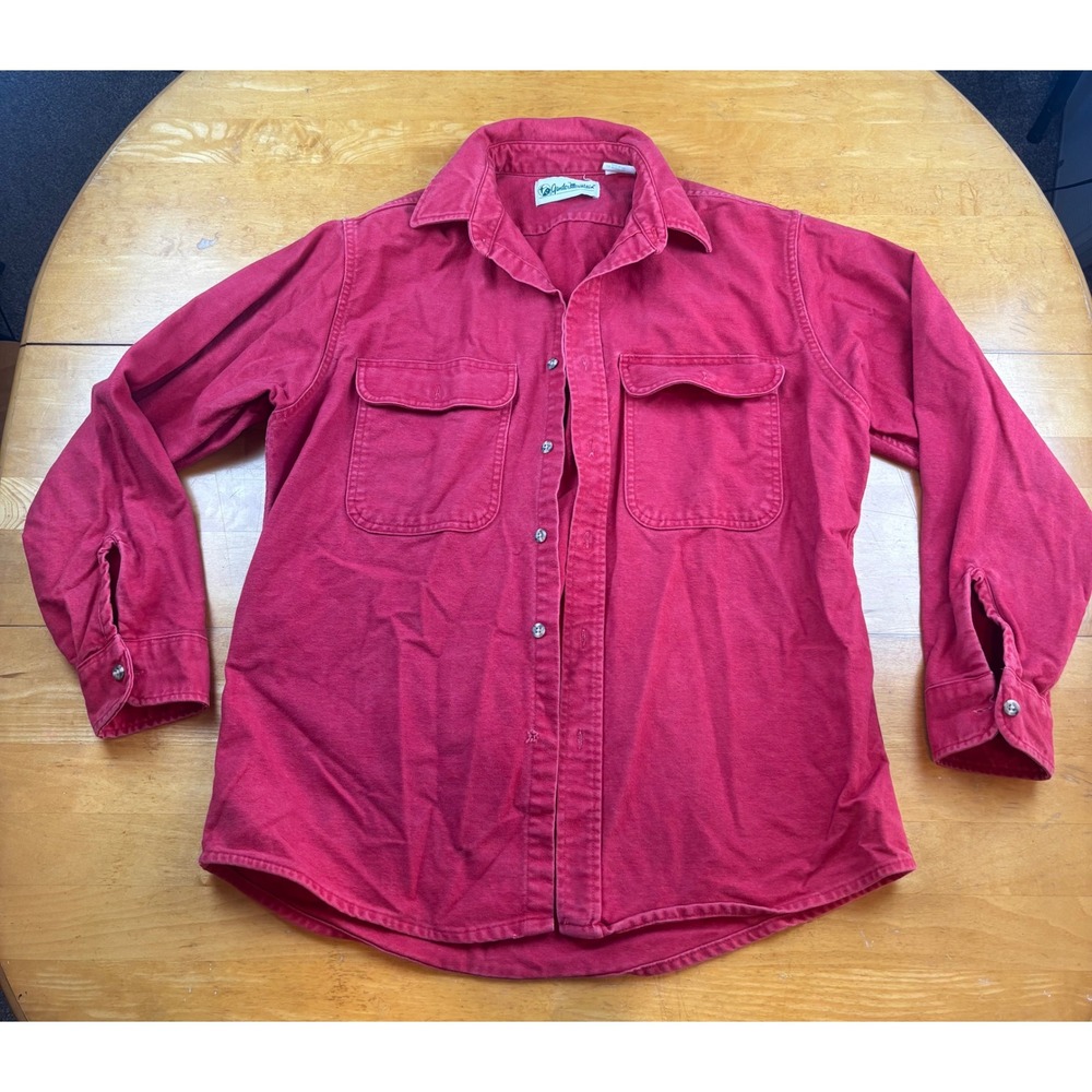 Gander Mountain Mens Large Red Long Sleeve Cotton Button Down Work USA Made